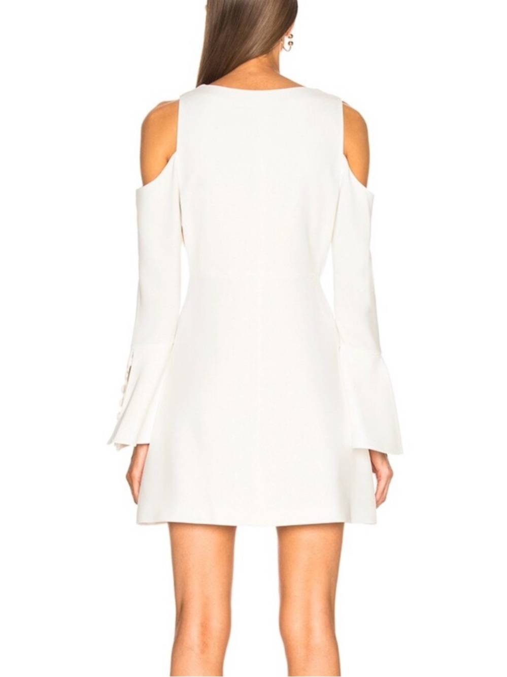 ALEXIS Galen Mini Dress Ivory Cold Shoulder Bell Sleeve XS - Picture 2 of 14